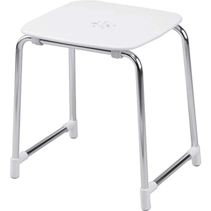 Gedy Prima Classe Badhocker mit Vier Beinen, aus thermoplastischem Harz, Weiß und Chrom, 33.1 x 40.9 X 43.8 cm – Bild 1