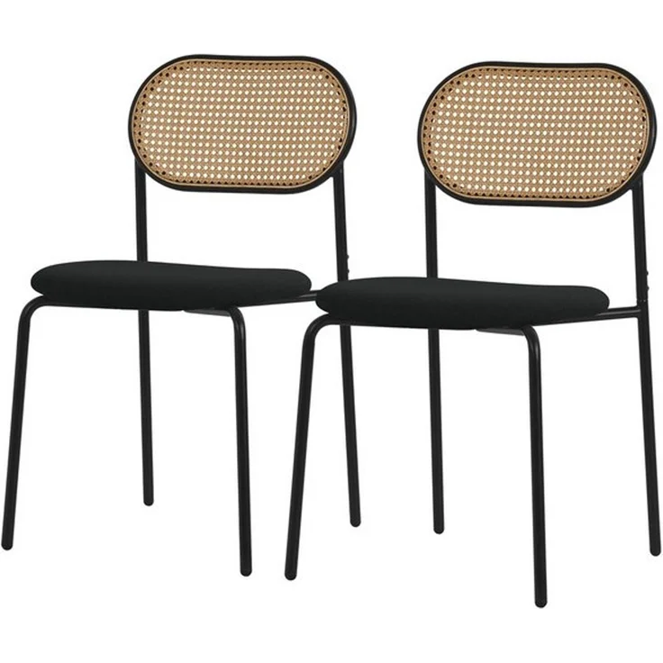 ML-DESIGN Stuhl Esszimmerstühle Rattanstuhl Polsterstühle Akzentstühle für Esszimmer (2 St), Schwarz Esstischstühle mit Rückenlehne aus Rattan 2er Set Küchenstuhl – Bild 4