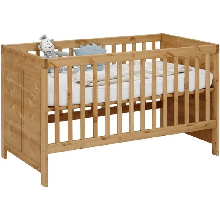 Lüttenhütt Babybett Indra, Schlupfsprossen, 4-fach verstellbare Liegehöhe, FSC® zertifiziertes Massivholz, Landhausstil mit tollen Details – Bild 4