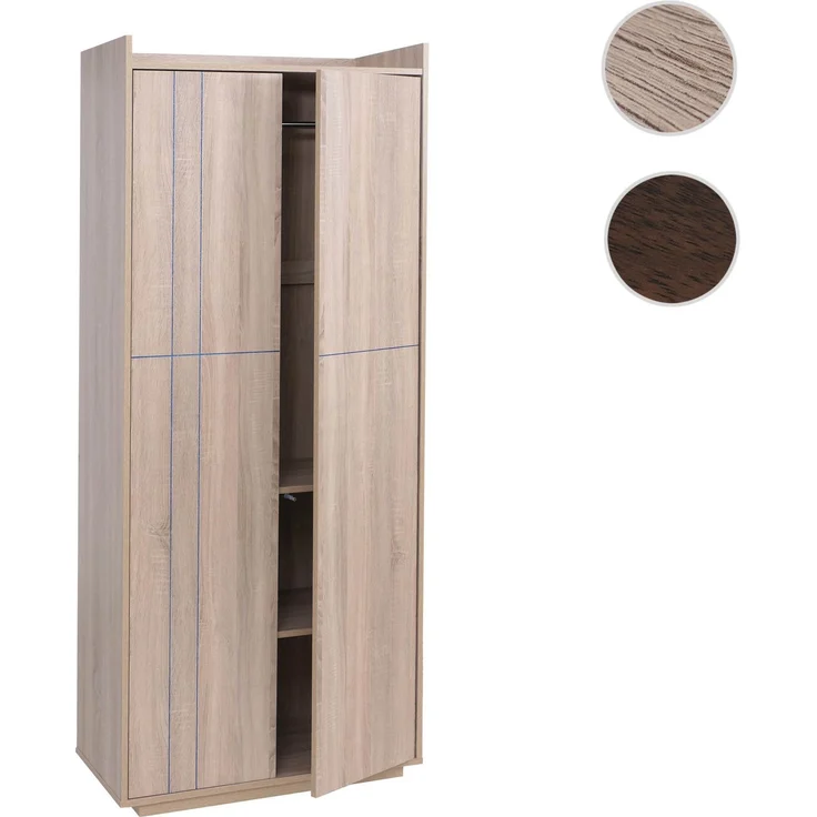 Schrank HWC-P44, Kleiderschrank Garderobenschrank 2 Türen Push-to-open, MDF 184x80x40cm ~ Sonoma-Eiche-Optik – Bild 10
