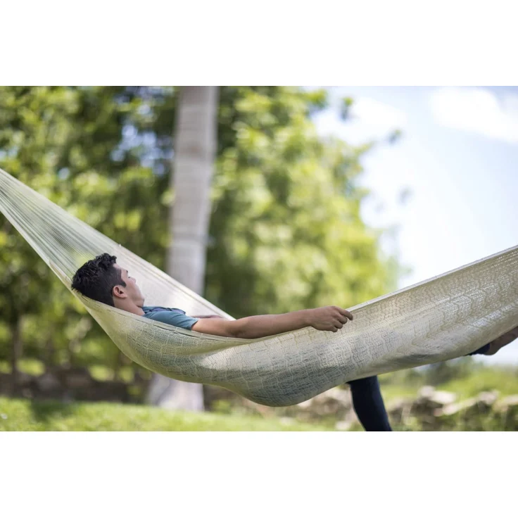 MacaMex Mexikanische Netzhängematte Single, natur / beige, 120 cm x 390 cm – Bild 6