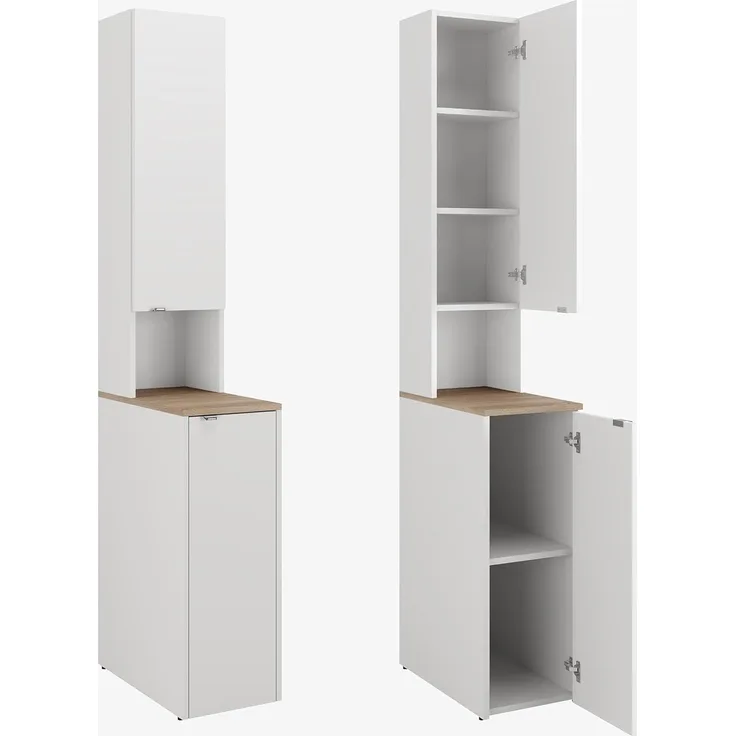 Platan Room Waschmaschinenumbauschrank Badschrank LORA Waschmaschinenschrank Badezimmer Hochschrank 210 x 65 x 50 cm