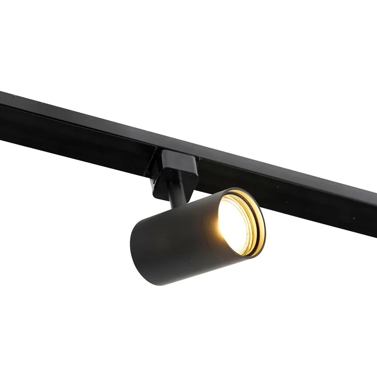 Qazqa Schienensystem-Sets Jeana, 200 cm, (1-tlg), GU10, Schwarz, Modern, Stahl, Deckenstrahler 4-flammig – Bild 2