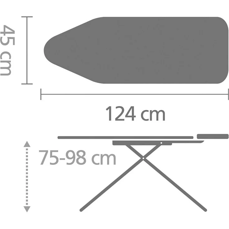 Brabantia Bügelbrett Bügeltisch C, 124 x 45 cm, Dst-Mulde Solide, Bügelfläche 124x45 cm, Fairtrade-zertifiziert – Bild 4