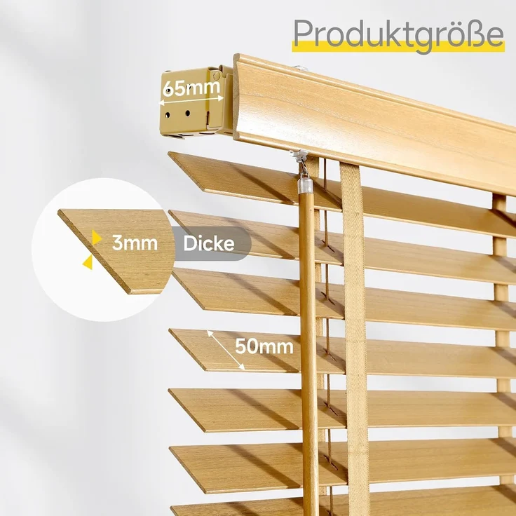 Sekey Holzjalousie 120x130cm, Naturholz – Bild 6