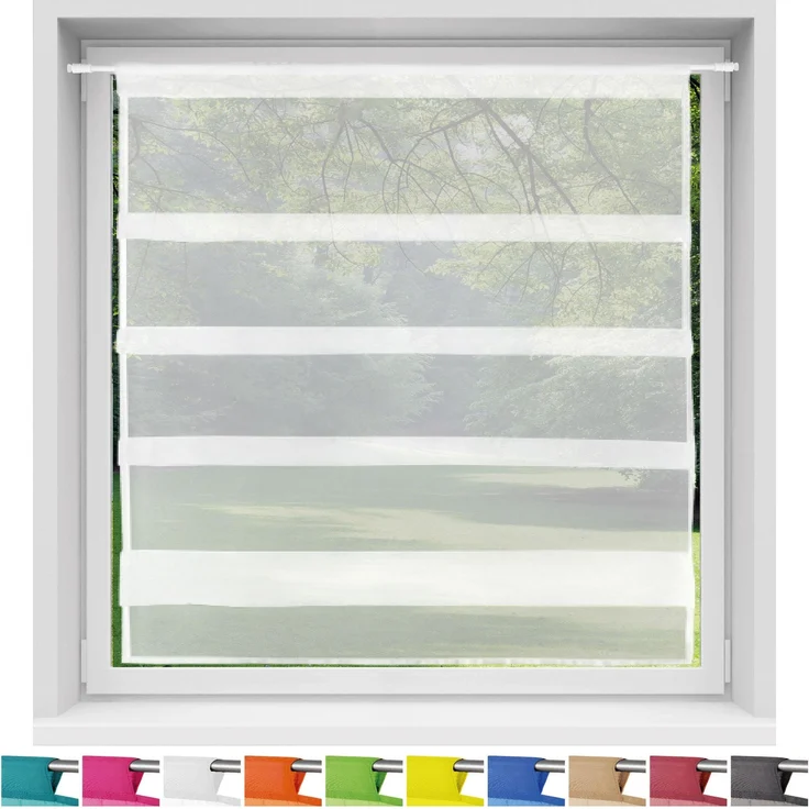 Transparente Bistrogardine Raffoptik mit Stangendurchzug in Voile, schlicht und modern in vielen verschiedenen Farben erhältlich (80 x 110 cm / gelb - zitronengelb) – Bild 5