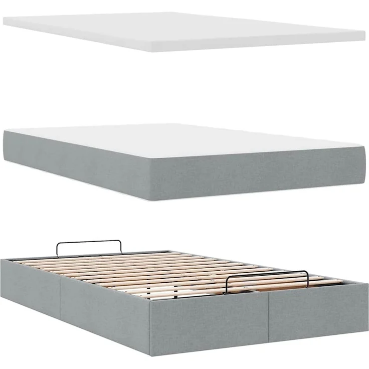 vidaXL Ottoman-Bett mit Matratze Hellgrau 120x200 cm Stoff 3311615 – Bild 6