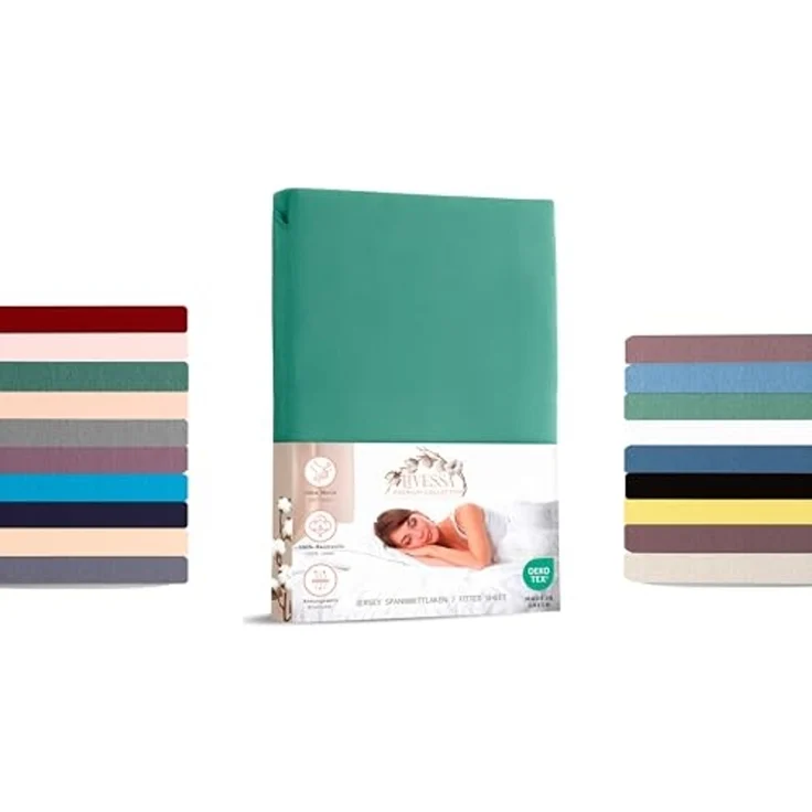 livessa Spannbettlaken Jersey Spannbettlaken Spannbetttuch Bettlaken Baumwolle Rundumgummi, Jersey, Gummizug: Rundumgummizug, In 9 Größen und vielen Farben erhältlich aus 100% Baumwolle – Bild 1