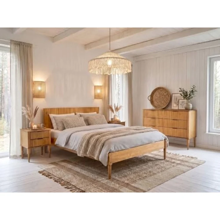 Schlafzimmer Set Kiefernholz AMBAZAC 140 x 200 cm Hellbraun – Bild 2