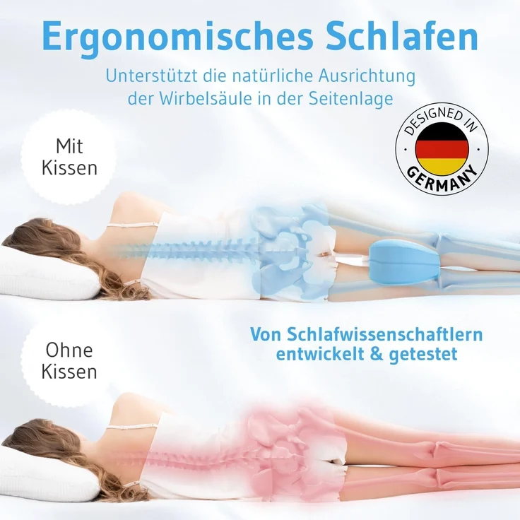 Third of Life Kniekissen Knie-Stützkissen für Seitenschläfer mit Memory Schaum, (1-St, Ergonomische Kniekissen für die Seitenlage von Third of Life), Unterstützt optimal eine gesunde Körperhaltung und die Wirbelsäule – Bild 4