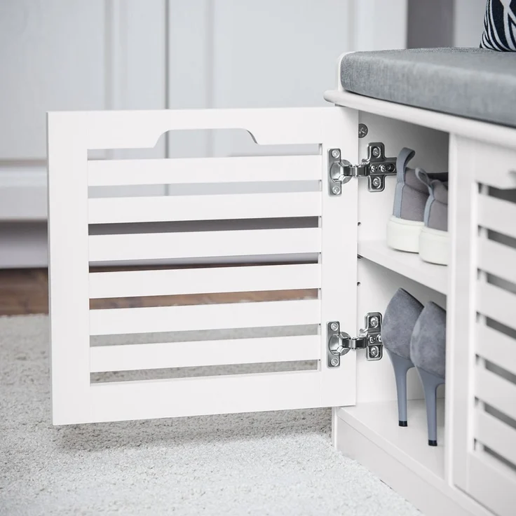 SoBuy FSR23-II-W Schuhbank, MDF, Lackiert, Weiß, 71 x 43 x 35 cm – Bild 9