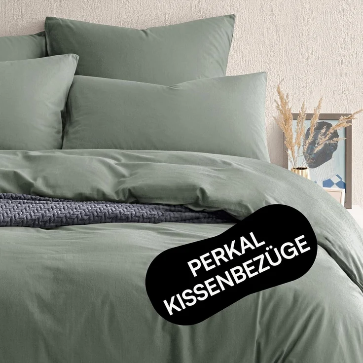 Seralino Kissenbezüge Perkal Kissenbezug (100% Baumwolle) weich angeraut, hautfreundlich, besonders weich & atmungsaktiv, BCI zertifiziert, mit Reißverschluss