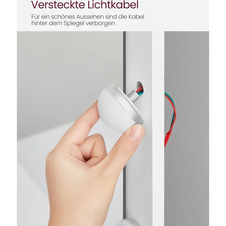 VASAGLE Schminktisch, mit LED-Beleuchtung, einstellbare Helligkeit, Frisiertisch mit Spiegel, Hocker, Kosmetiktisch mit 2 Schubladen und 3 offenen Fächern, modern, wolkenweiß und pastellrosa RDT720W01 – Bild 7