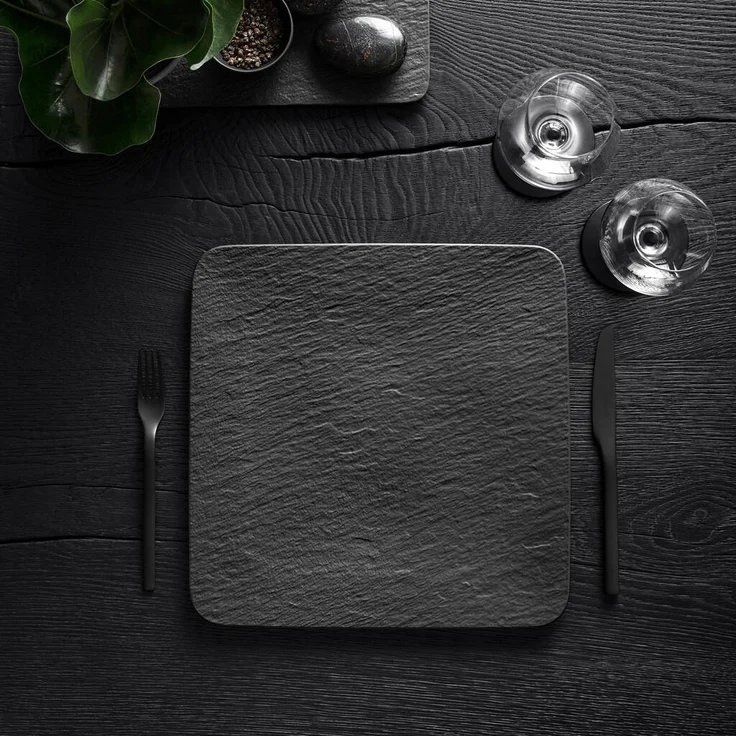 Villeroy & Boch Manufacture Rock Servierplatte quadratisch schwarz 32,5 cm – Bild 3