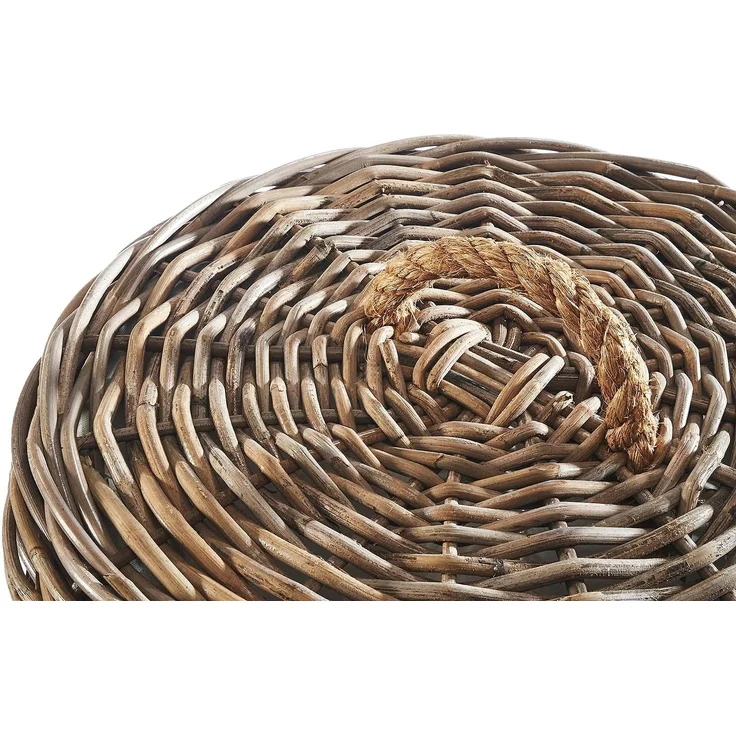 Kobolo Wäschekorb Wäschebehälter rund - Rattan kubu grey mit Deckel – Bild 5