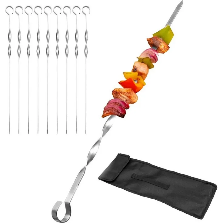 bremermann Grillspieß Grillspieße 10er Set, inkl. Aufbewahrungstasche // Edelstahl, 39 cm (10-St), inkl. 100 % Polyester-Tasche