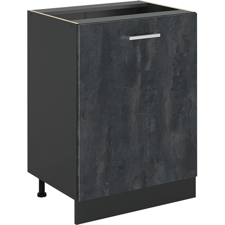 Küchenunterschrank R-Line Schwarz Beton/Anthrazit 60 cm mit 1 Tür ohne Arbeitsplatte Vicco – Bild 1