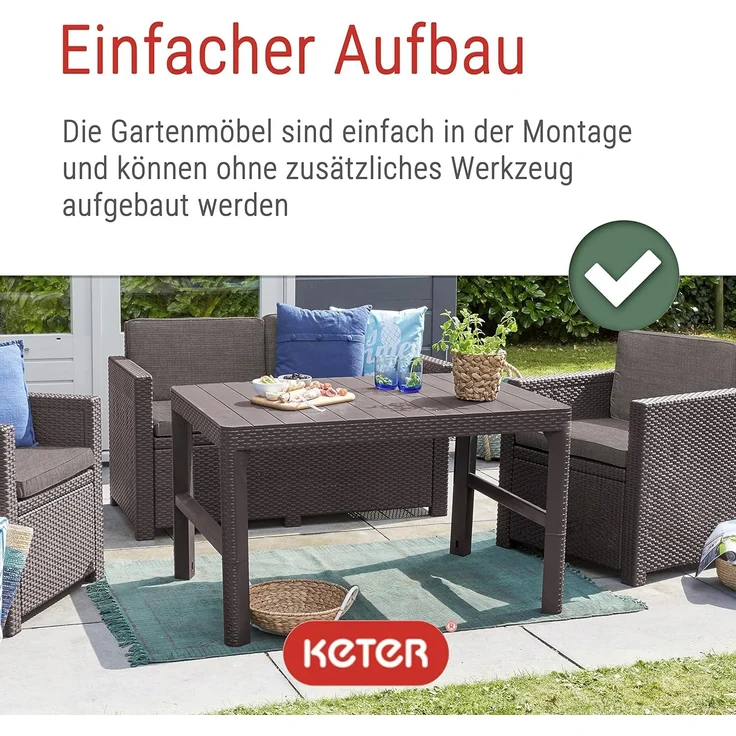 Allibert Gartentisch Lyon, höhenverstellbar [65 cm / 40 cm Tischhöhe], witterungsbeständig – Bild 6