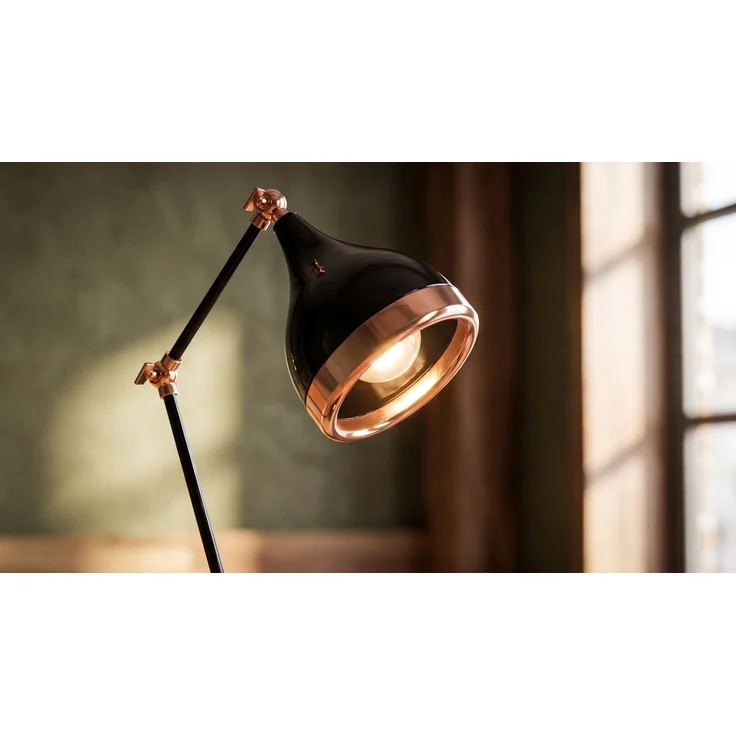 KAWOLA Tischlampe ARVEN Metall schwarz kupfer 50 x 30 x 15 cm – Bild 4