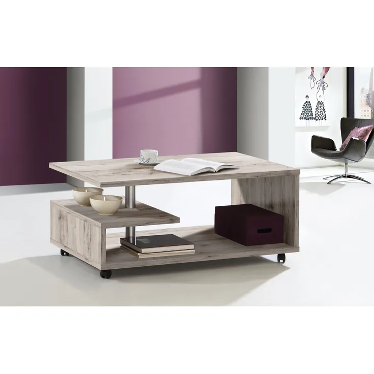 FORTE Bailey Couchtisch, Holzwerkstoff, Beige/Braun, 105 x 45,6 x 60 cm