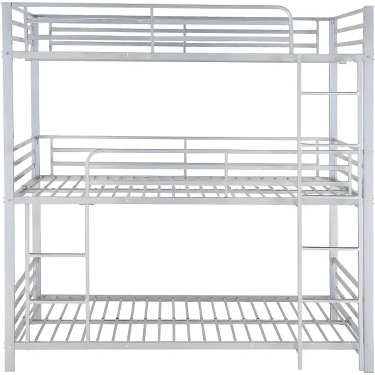 Vente-unique - Etagenbett - 3 Personen - 3 x 90 x 190 cm - Metall - Silberfarben - ELOUAN III – Bild 6