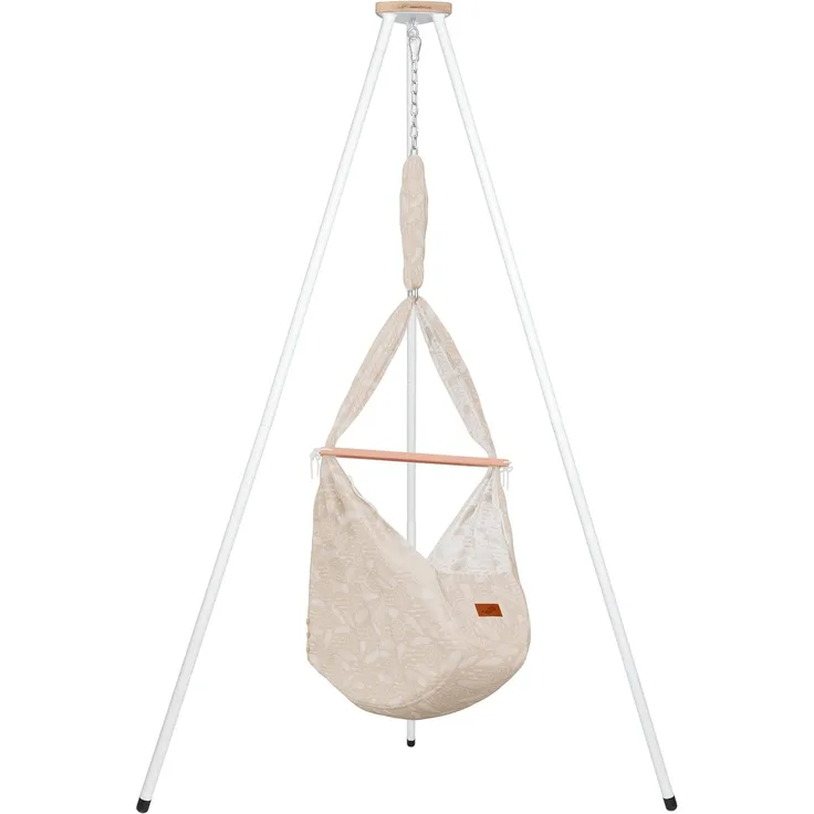 Federwiege mit Tipi Dreamcatcher ButterCup Weiß Schafwolle
