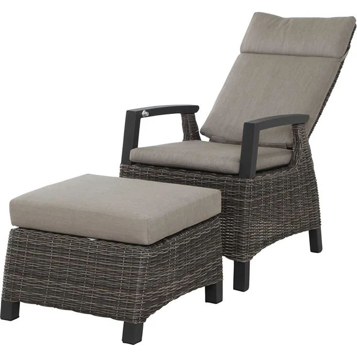 Gartensessel Corido, Rattan, Grau, Schwarz, 61 x 109 x 62 cm – Bild 4