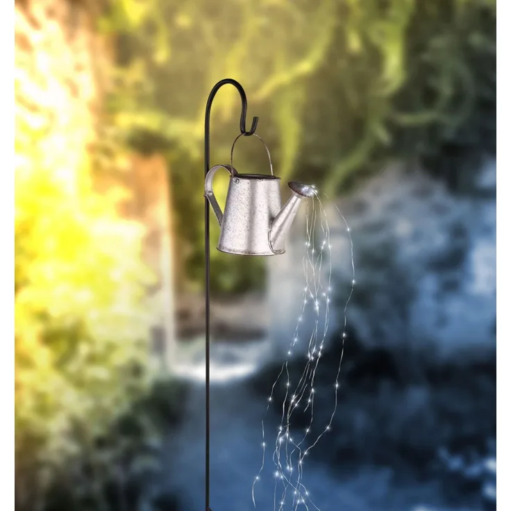 Solarleuchte Gießkanne Silber Solarlampe Außen Außenleuchte Solar 33652