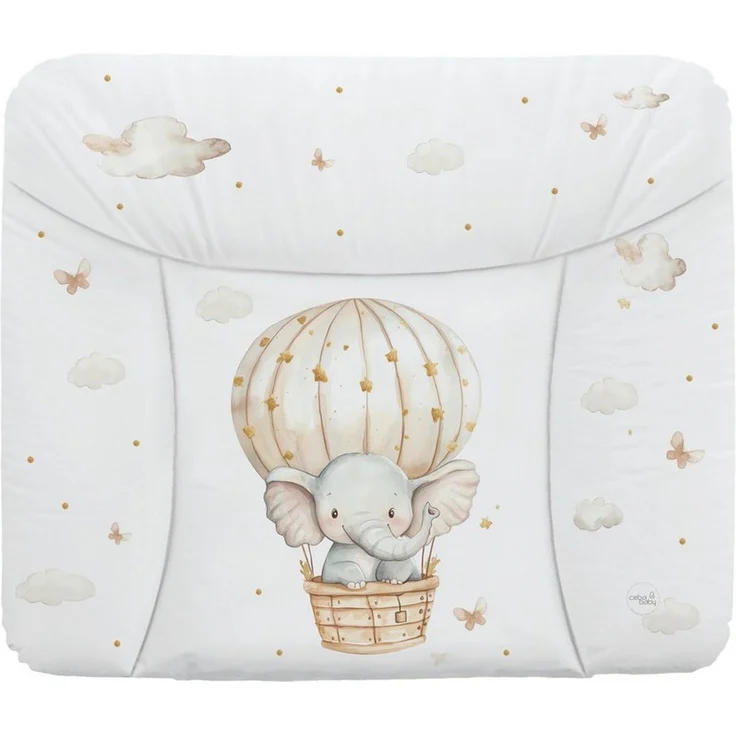 Ceba Baby® weiche Wickelauflage 75x72 cm - Baby Wickelunterlage- Wickeltischauflage für Junge und Mädchen - Wasserdicht, abwaschbar - OEKO-TEX® Standard 100 - Made in EU -Elefant im Ballon – Bild 1