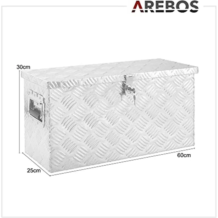 Arebos Transportbehälter Aluminium Werkzeugbox mit Schloss, Deichselbox, 40 Liter, (stk) – Bild 7