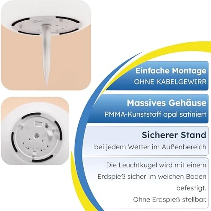 esotec LED Gartenleuchte Solar Leuchtkugel Siena D=40cm multicolor, USB, Fernbedienung 102892, LED fest integriert – Bild 6