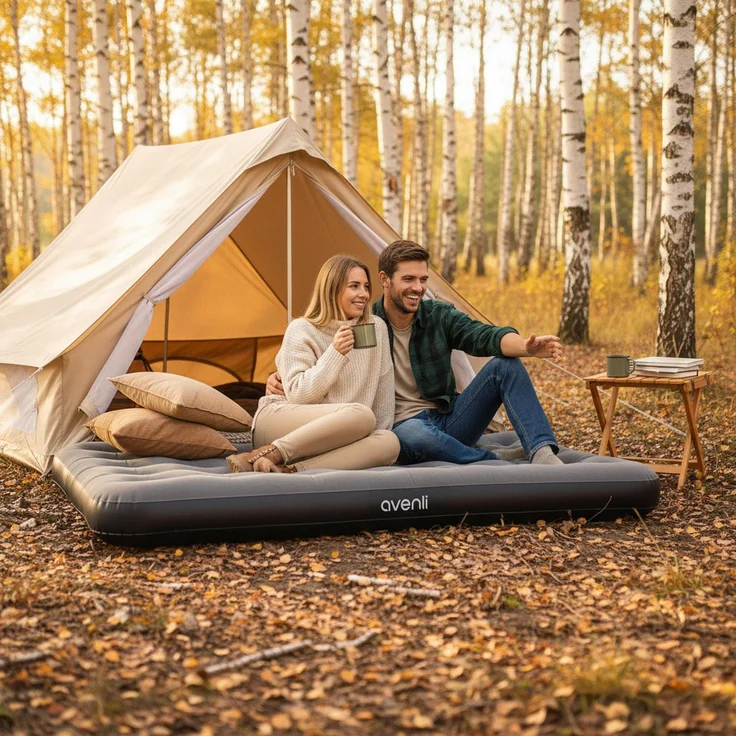 Avenli Luftmatratze Camping CloudCoil grau 203x152x22cm – Bild 3