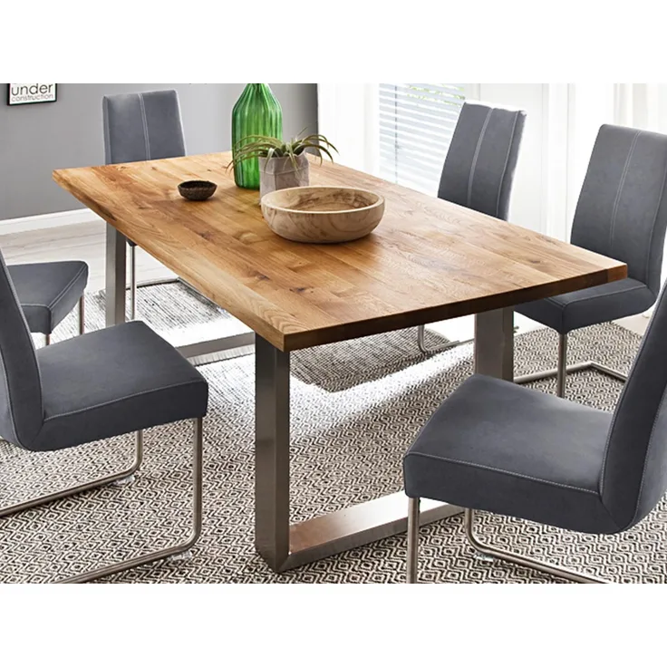 Esstisch >Greta VIII< in Balkeneiche aus Massivholz - 200x77x100cm (BxHxT)