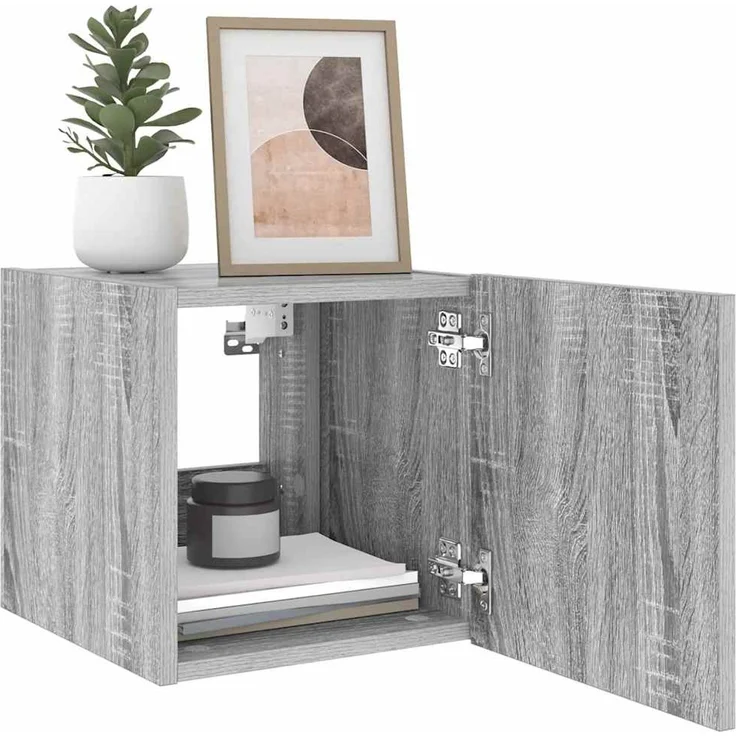 TV-Wandschrank, Fernsehschrank mit LED-Leuchten Grau Sonoma 30,5x35x30 cm – Bild 7
