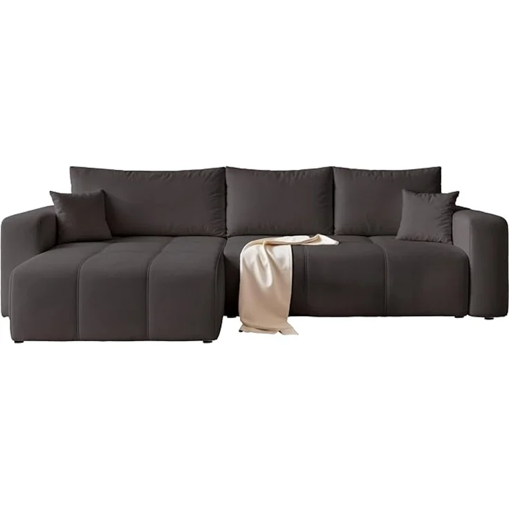 Modernes Ecksofa in L-Form (mit Schlaffunktion und Bettkasten); Maße: 278 x 145 x 79 cm; Liegefläche: 125 x 232 cm; frei im Raum aufstellbar; für 4 Personen geeignet. – Bild 1