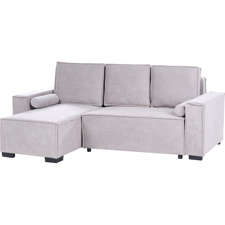Eckschlafsofa 3-Sitzer EDANE Stoff Grau mit Stauraum rechtsseitig – Bild 4