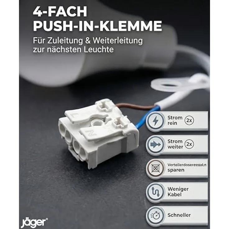 JÄGER 10x LED Bauleuchtmittel, Bruchsichere Baustellenlampe mit 10W, Neutralweiß 4000K, E27 Fassung, Kabel, 1055 Lumen – Bild 3