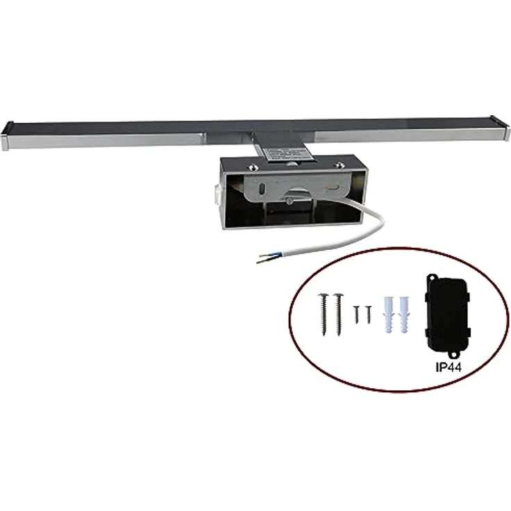 kalb LED Spiegelleuchte Spiegelleuchte chrom oder schwarz 500mm, mit integriertem Netzschalter, Chrom – Bild 7