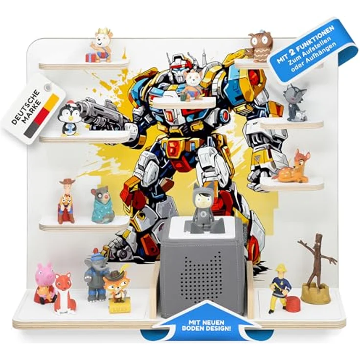 stadtecken Kinder Regal für Musikbox I Geeignet für die Toniebox und ca. 50 Tonies I Perfekte Aufbewahrung für Kinderzimmer I zum Aufstellen oder Aufhängen (Mr. Chip) – Bild 2