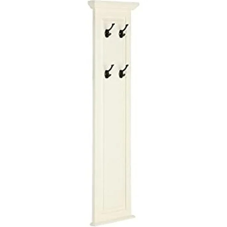 Garderobenpaneel Wandgarderobe Catana weiß Woodkings Pinie/MDF 38x135x6 cm 4 Haken Metall Landhaus Flurgarderobe Wandpaneel Garderobenleiste Flur