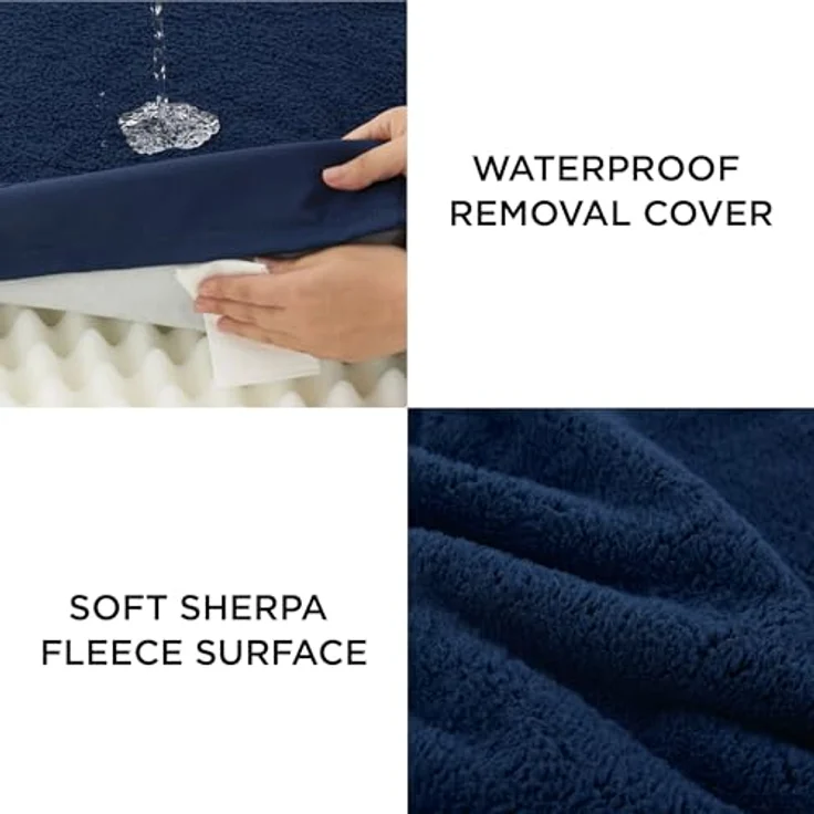 BEDSURE orthopädisches Hundebett Grosse Hunde - 112 x 81 x 7.6 cm Hundekissen flauschig Hundematte waschbar Hundematratze in Navyblau für große Hunde – Bild 6