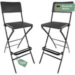 Lemodo Barhocker Barstuhl 2er Set, klappbar, für Außenbereich (2er Set), 2er Set, Rattan-Optik, klappbar Tresenhocker, mit Lehne