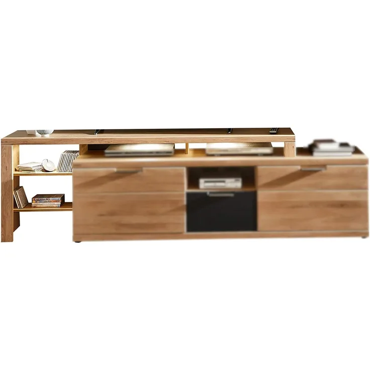 Bianco TV-Aufsatz teil-massiv aus Wildeiche - hochwertiger Aufsatz für das 180 cm Low-Board - 180 x 66 x 40 cm (B/H/T) (NUR passend mit TV-Unterteil 180 cm)