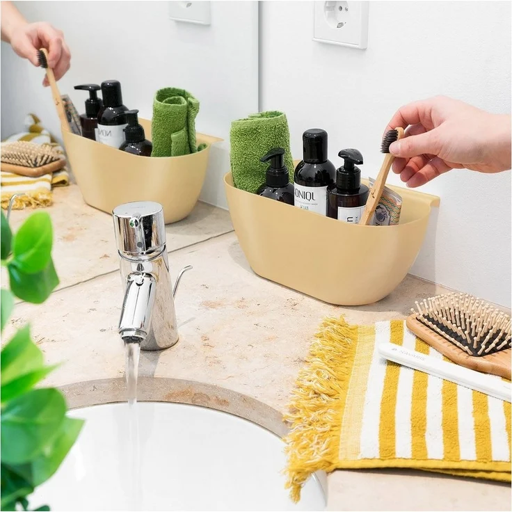 Navaris Mülleimer 2x Auffangschale für Küchenabfälle - 2er Set in mint und weiß – Bild 3