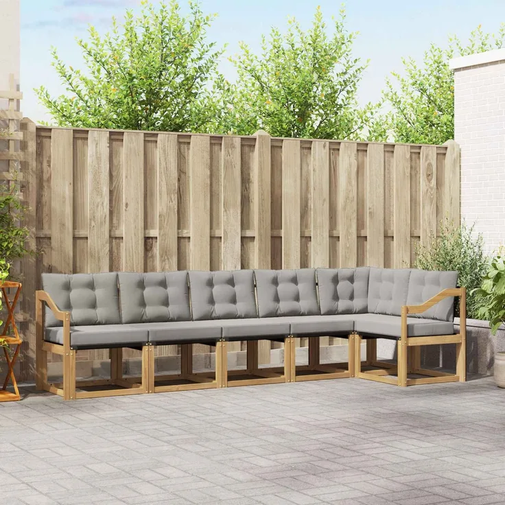 vidaXL Outdoor-Sofagarnitur 6 stk. 6-Sitzer Weiß und Hellgrau 3389533