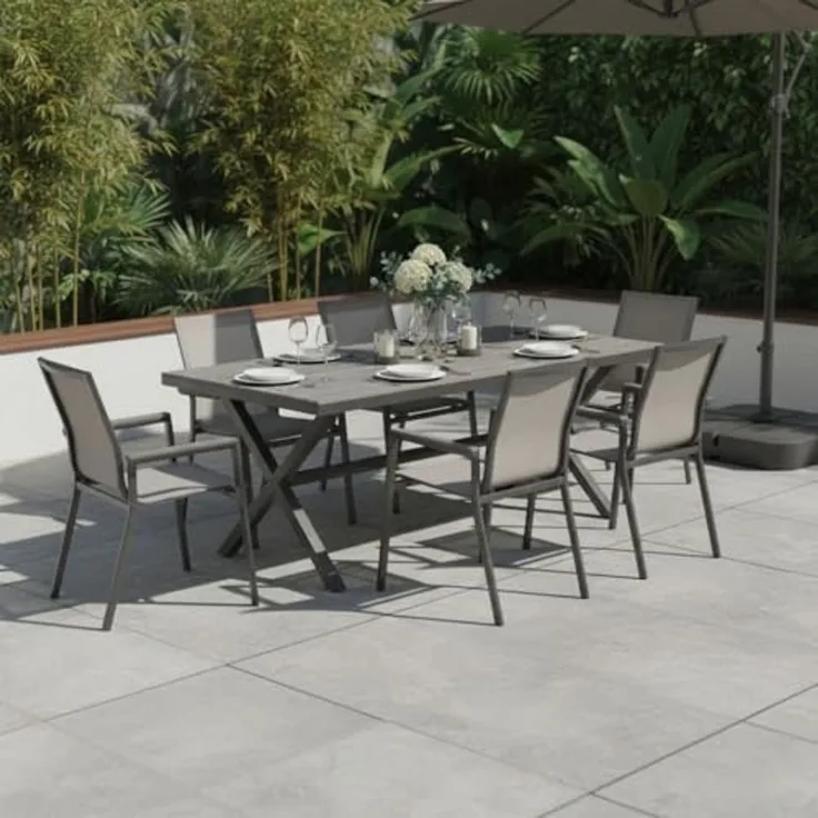 Gardissimo Gartentisch Catania 200x90 cm Esstisch Balkontisch Terrassentisch Alu Nonwood (1 Tisch), höhenverstellbare Füße / absolut wetterfest / pflegeleicht / Aluminium