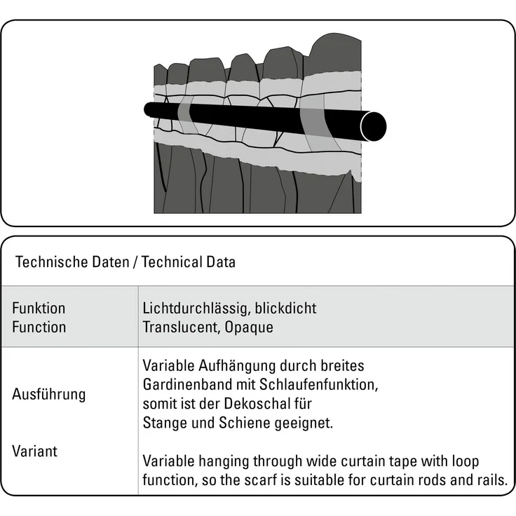 GARDINIA Gardine Schal mit Gardinenband Struktur Uni, verdeckte Schlaufen (1 St), blickdicht, mit Struktur Motiv – Bild 3