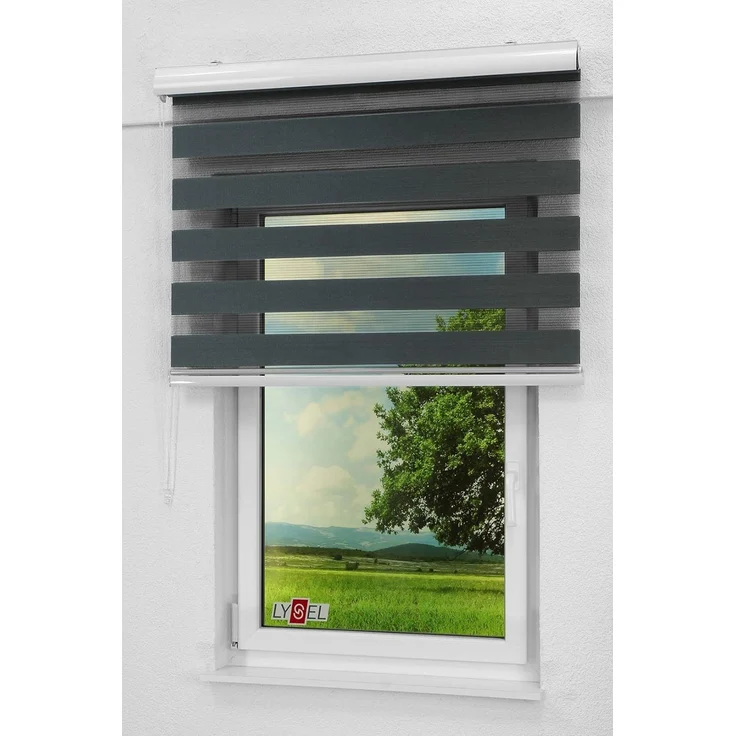 Lysel - Qualitätsdoppelrollo schwarzgrau, (B x H) 220cm x 175cm in schwarz/schwarzgrau – Bild 7