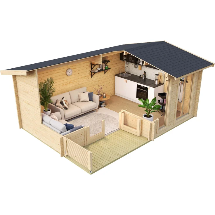 Lasita Maja Gartenhaus Brighton 44 ISO Gartenhaus aus Holz Holzhaus mit 44 mm Wandstärke Blockbohlenhaus mit Montagematerial – Bild 3