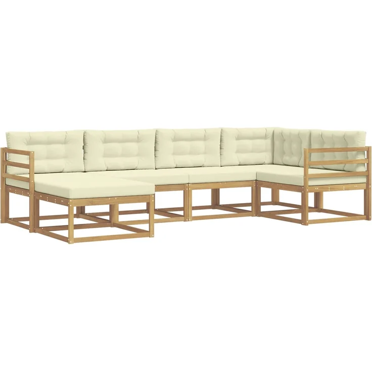 vidaXL Outdoor-Sofagarnitur 5 stk. 6-Sitzer Weiß und Creme Polyester 3386674 – Bild 2